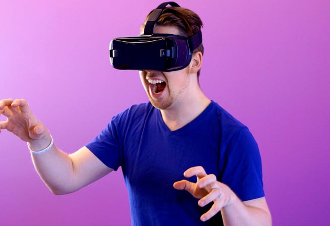 A man enjoying with a VR casque